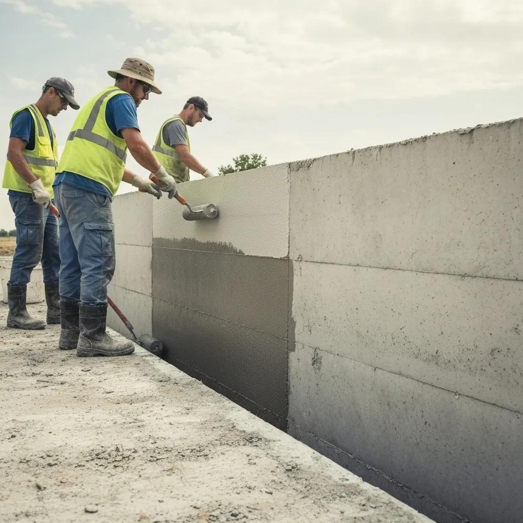 Applying exterior waterproofing membranes to a foundation wall